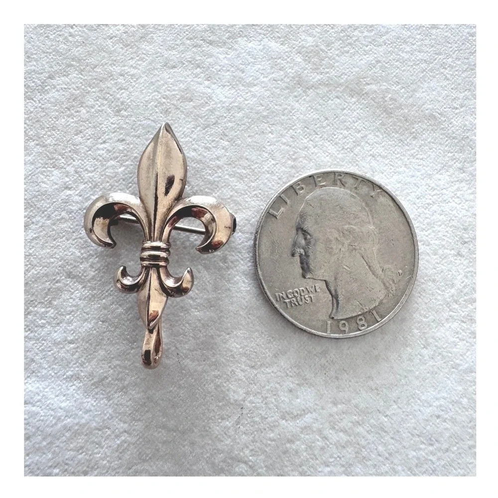 Vintage 12K RGP Gold Filled Fleur De Lis Brooch Pendant Convertible Pin